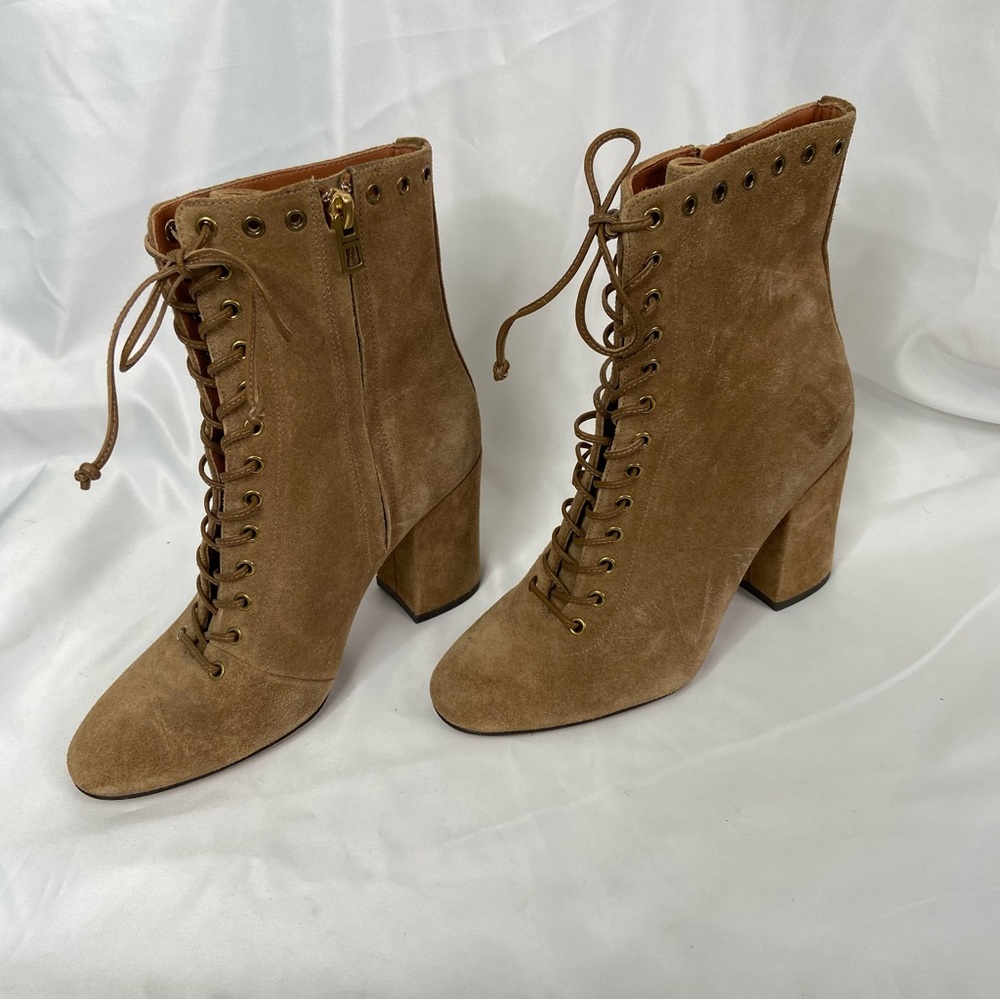 Coach Camel Suede Dean Lace Up Booties - Picture 2 of 10